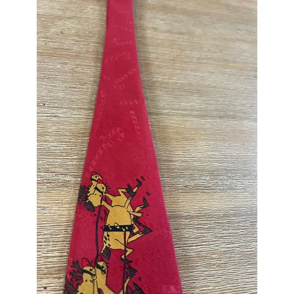 Vintage 90s Hallmark Special Ties Christmas Tie Santa Reindeer Sleigh Holiday
